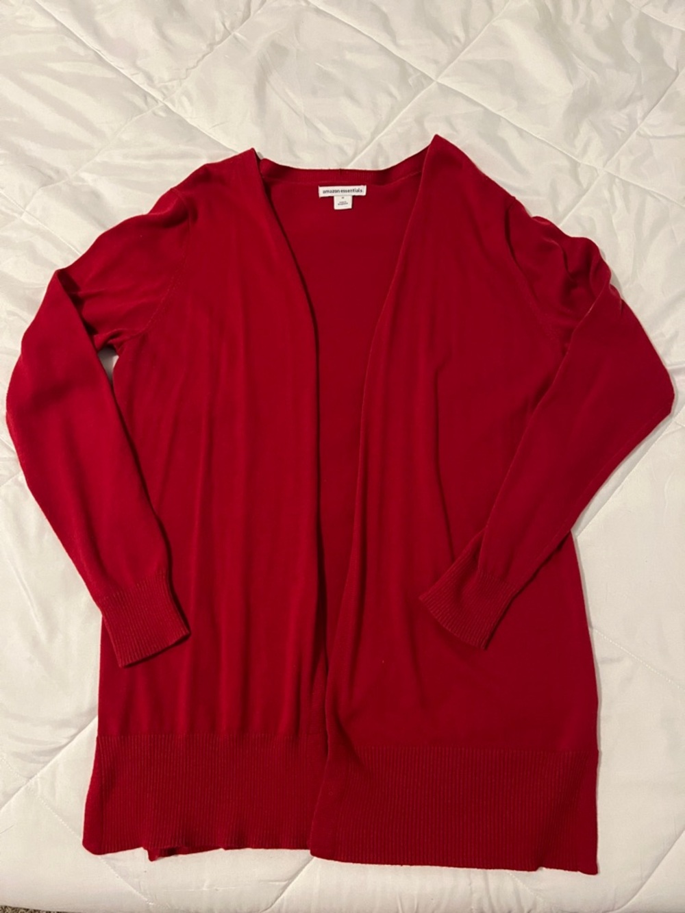 Amazon Essentials Red Open-Front Cardigan Sweater